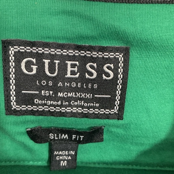 Guess Green Full Zip Slim Fit French Terry Long Sleeve Jacket size M - Picture 2 of 10